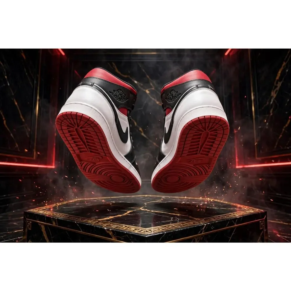 Size 14 - Jordan 1 Mid Black Gym Red DQ8426-106 White Red Black DS